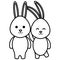 Cute rabbits couple characters