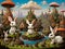 The cute rabbits in fantasy landscape in a lowbrow art claymation, animal creatures, cinematic, flawless