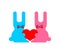 Cute rabbits and love. Hares and heart