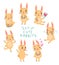 Cute rabbits vector set