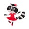 Cute raccoon character, ballet dancer in pointed shoes, tutu skirt