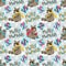 Cute raccoon in Christmas seamless pattern. wildlife animal cartoon character vector. Christmas raccoon with gifts.