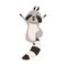 Cute Raccoon Having Fun, Happy Humanized Grey Coon Animal Character Vector Illustration