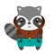 Cute raccoon in hoodie. Cartoon kawaii animal character.