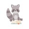 Cute Raccoon Reading Book, Adorable Smart Animal Character Sitting with Book Vector Illustration