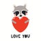 Cute raccoon Valentine card