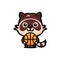 Cute racoons character design themed basket ball
