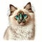 Cute Ragdoll cat portrait icon front head.