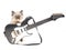 Cute Ragdoll kitten with mini electric guitar