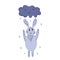 Cute rain cloud and bunny. Doodle style vector illustration