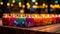 Cute Rainbow-Colored Candles Illuminating Glass Jars