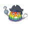 Cute rainbow jelly mascot design with a hat