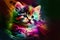 cute rainbow kitten.