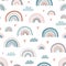 Cute rainbows and hearts seamless pattern. Adorable background