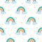 Cute rainbows seamless pattern make from colorful rainbow clouds stars Kids baby background Vector