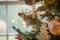 Cute raindeer on christmas tree detail