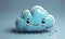 Cute Rainy Cloud 3D Art Animated Graphic, Weather Card Banner Website Design Background - ai generated