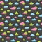 Cute rainy clouds seamless pattern.