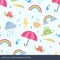 Cute rainy season theme seamless pattern vector