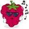 Cute Raspberry Whistling with Sunglasses