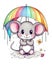 Cute rat collection with rainbows. Cute rat pups illustration bundle design. Colorful rat pups sitting bundle design on white