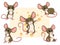 Cute Rats Characters Cartoon Set. Vector illustration With Cartoon Happy Animal