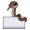 Cute rattlesnake cartoon with blank sign