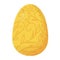 Cute realistic Easter egg painted with with yellow plant ornate. Can be used as easter hunt element for web banners