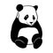 Cute realistic panda bear sitting. Vector monochrome illustration isolated on white.