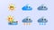 Cute realistic weather icon set