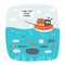 Cute rebus, test, activity, logic quest for kids. Funny puzzle with bear, boat, sea, fish.