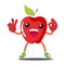 Cute red apple cartoon mascot character cool expression