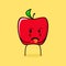 cute red apple character with disgusting expression and tongue sticking out