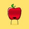 cute red apple character with Embarrassed expression