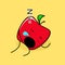 cute red apple character with sleep expression and mouth open
