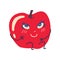 Cute Red Apple with Smiling Face, Sweet Adorable Funny Fruit Cartoon Character Vector Illustration