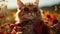 cute red cat in a funny outfit and sunglasses. . AI Generated