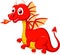 Cute red dragon cartoon