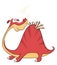 Cute red dragon illustration. Cartoon