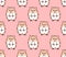 Cute Red Eyes Hamster on Pink Background. Vector Illustration