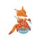 Cute red fox is sick, medical thermometer, red cover