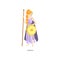 Cute red hair greek woman god Athena with gold shield