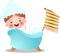 Cute red hair kid in bathtub take shower