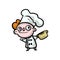 Cute red hair kid in white cook chef clothes