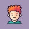 Cute Red-haired Avatar Icon With Bold Outlines And Solid Colors