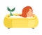 Cute Red Haired Little Girl with Tail of Mermaid Taking Bath and Playing with Lifebuoy, Adorable Kid in Bathroom, Daily