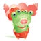 Cute red head bright green worm looking flirty