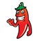 Cute red hot chilli pepper character illustration in cartoon style