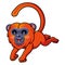 Cute red howler monkey cartoon jumping