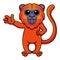 Cute red howler monkey cartoon waving hand